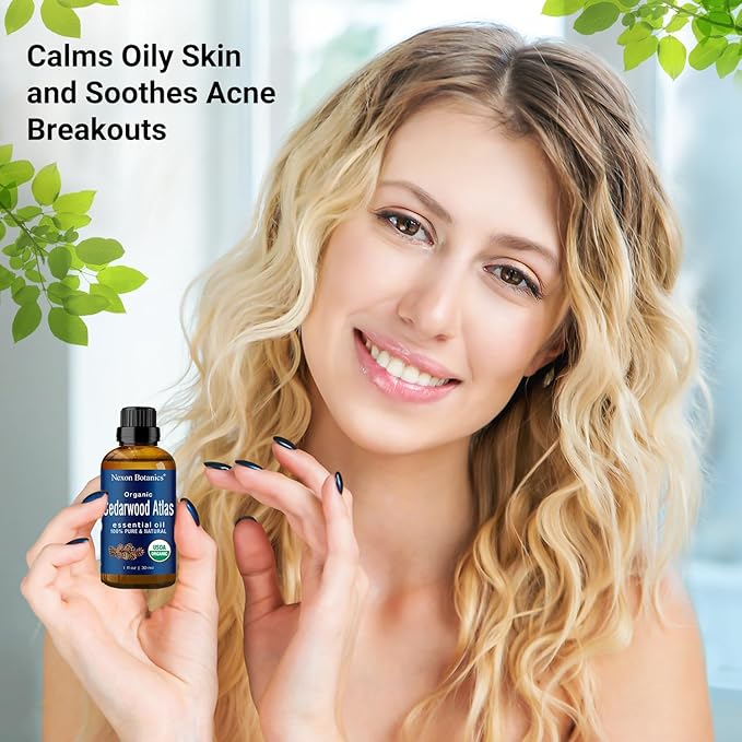 Organic Cedarwood Essential Oil 30 ml - Pure Natural Cedar Wood Oil for Diffusers, Aromatherapy & Hair Growth - Aceite de Cedro Puro - Nexon Botanics